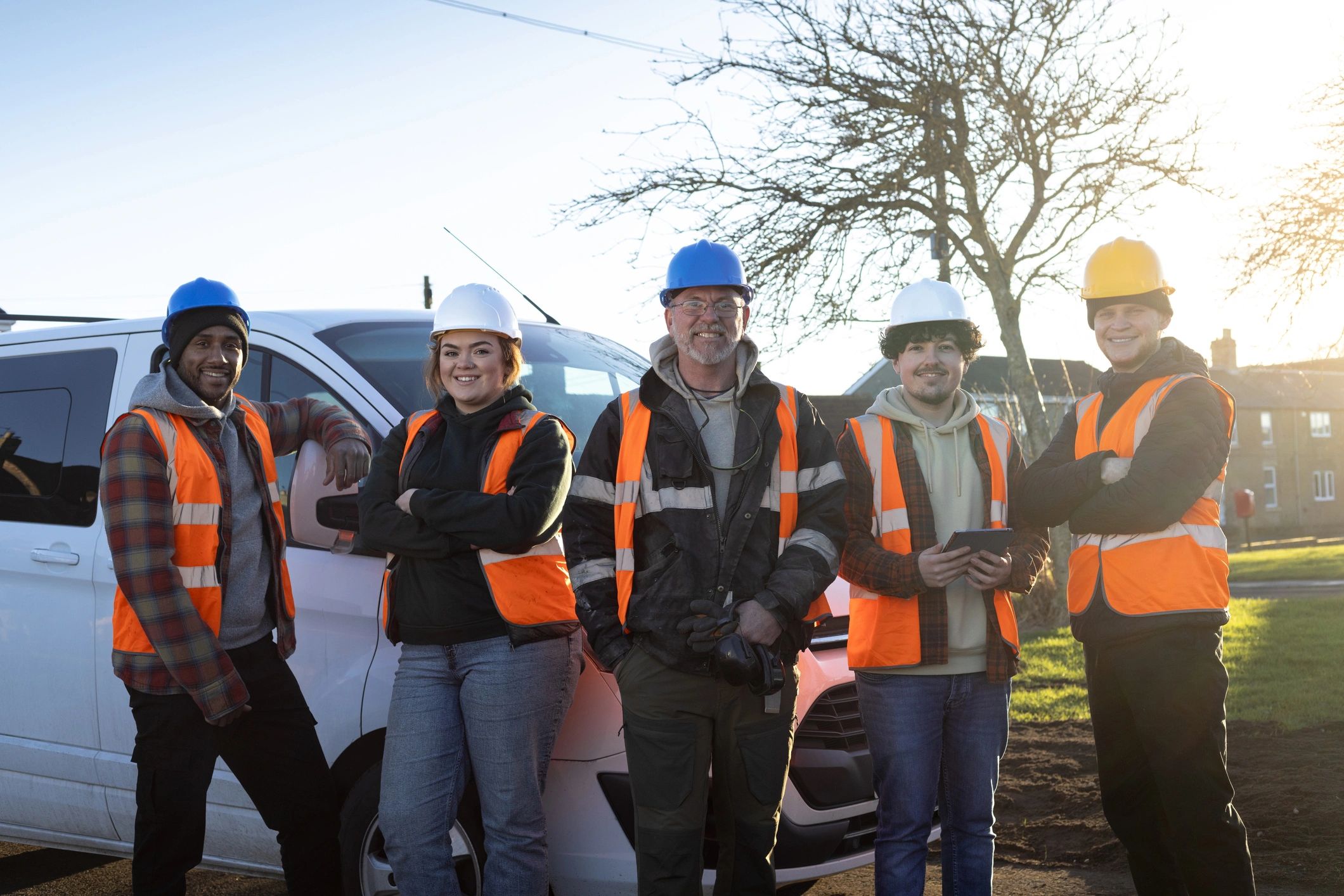 Construction workforce at an outdoor job site